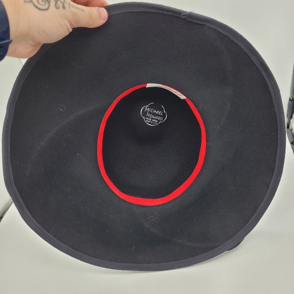 MICHAEL HOWARD for JACQUELINE FERRAR | vintage wool felt rosette wide brim hat - Picture 6 of 8